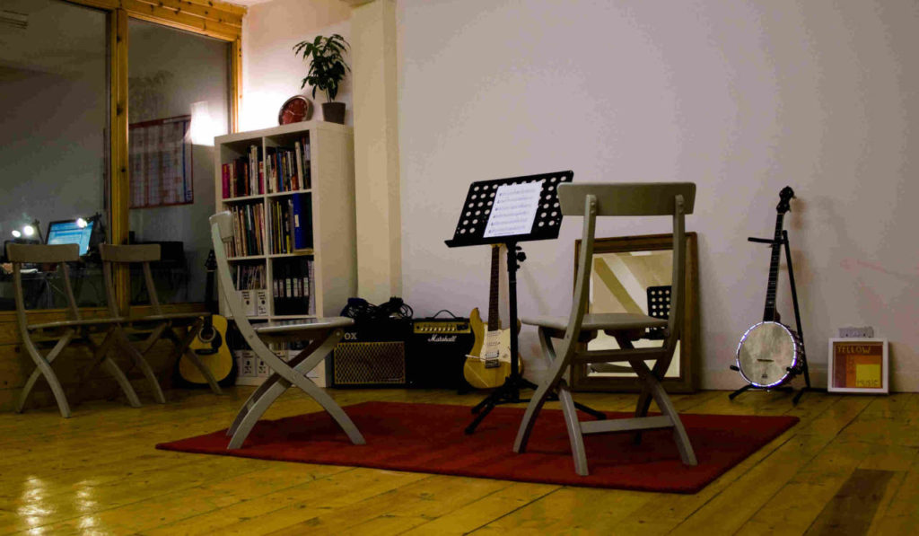 the Glasgow Guitar Teaching Studio in the Hidden Lane, Glasgow